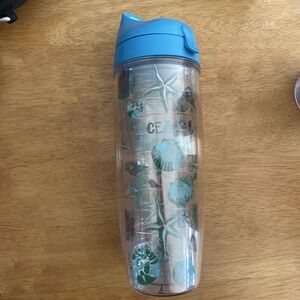 Tervis Ocean Love 24 Oz 700 Ml Tumbler Hinged Lid Plastic Beach Shell Theme